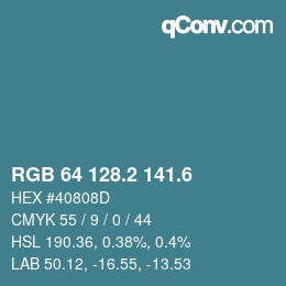 カラーコード: RGB 64 128.2 141.6 | qconv.com