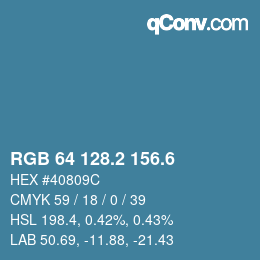 カラーコード: RGB 64 128.2 156.6 | qconv.com