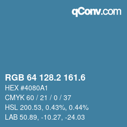 カラーコード: RGB 64 128.2 161.6 | qconv.com