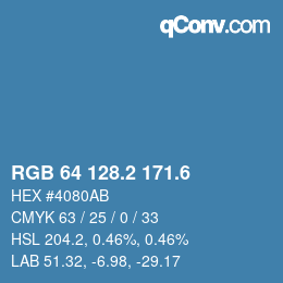 カラーコード: RGB 64 128.2 171.6 | qconv.com