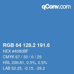 カラーコード: RGB 64 128.2 191.6 | qconv.com
