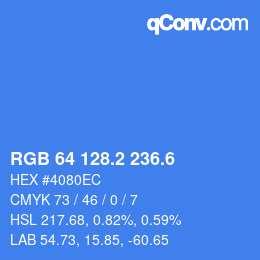 カラーコード: RGB 64 128.2 236.6 | qconv.com