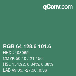 カラーコード: RGB 64 128.6 101.6 | qconv.com