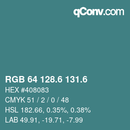 カラーコード: RGB 64 128.6 131.6 | qconv.com