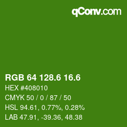 カラーコード: RGB 64 128.6 16.6 | qconv.com