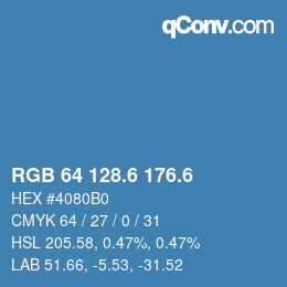 カラーコード: RGB 64 128.6 176.6 | qconv.com