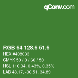 カラーコード: RGB 64 128.6 51.6 | qconv.com