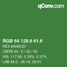 カラーコード: RGB 64 128.6 61.6 | qconv.com