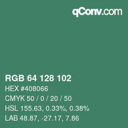 Color code: RGB 64 128 102 | qconv.com
