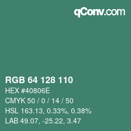 Color code: RGB 64 128 110 | qconv.com