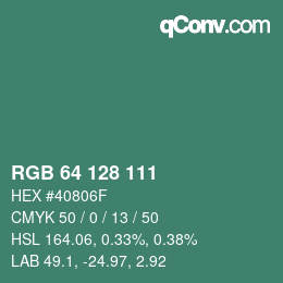 Color code: RGB 64 128 111 | qconv.com