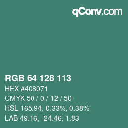 Color code: RGB 64 128 113 | qconv.com