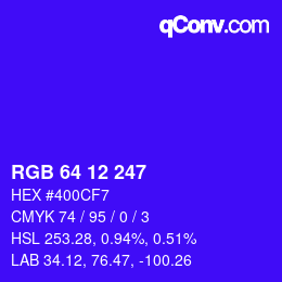 Color code: RGB 64 12 247 | qconv.com