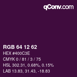 Color code: RGB 64 12 62 | qconv.com