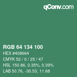 Color code: RGB 64 134 100 | qconv.com