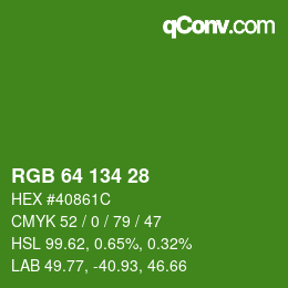Color code: RGB 64 134 28 | qconv.com