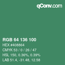 Color code: RGB 64 136 100 | qconv.com