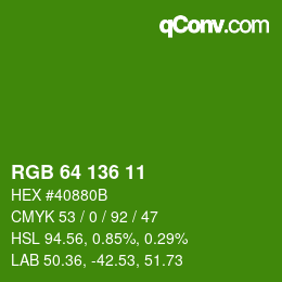 Color code: RGB 64 136 11 | qconv.com