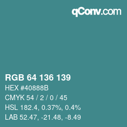 Color code: RGB 64 136 139 | qconv.com