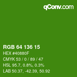 Color code: RGB 64 136 15 | qconv.com