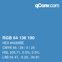 Color code: RGB 64 136 190 | qconv.com