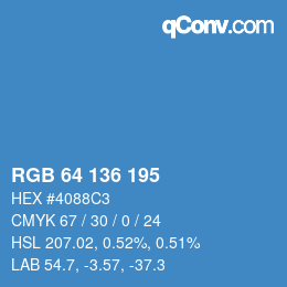 Color code: RGB 64 136 195 | qconv.com
