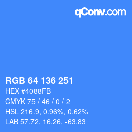 Color code: RGB 64 136 251 | qconv.com