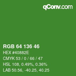 Color code: RGB 64 136 46 | qconv.com