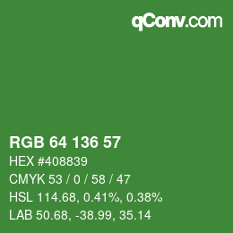 Color code: RGB 64 136 57 | qconv.com