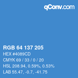 Color code: RGB 64 137 205 | qconv.com