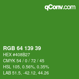 Color code: RGB 64 139 39 | qconv.com