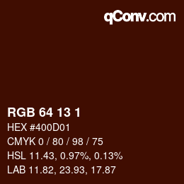 Color code: RGB 64 13 1 | qconv.com