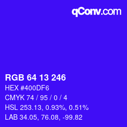 Color code: RGB 64 13 246 | qconv.com