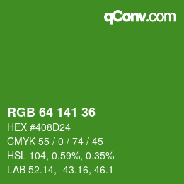 カラーコード: RGB 64 141 36 | qconv.com