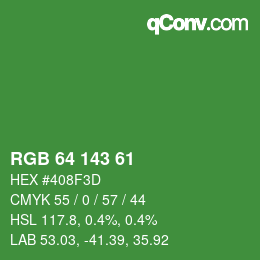 Farbcode: RGB 64 143 61 | qconv.com