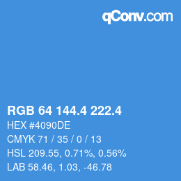 カラーコード: RGB 64 144.4 222.4 | qconv.com