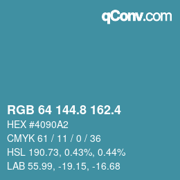 カラーコード: RGB 64 144.8 162.4 | qconv.com