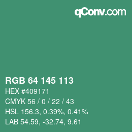 Color code: RGB 64 145 113 | qconv.com
