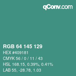 Color code: RGB 64 145 129 | qconv.com
