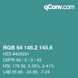カラーコード: RGB 64 146.2 145.6 | qconv.com
