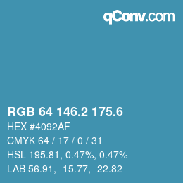 カラーコード: RGB 64 146.2 175.6 | qconv.com