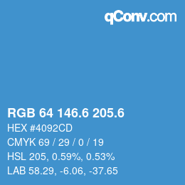 カラーコード: RGB 64 146.6 205.6 | qconv.com