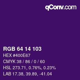 Color code: RGB 64 14 103 | qconv.com