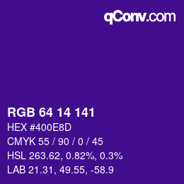 Color code: RGB 64 14 141 | qconv.com