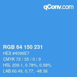 Color code: RGB 64 150 231 | qconv.com