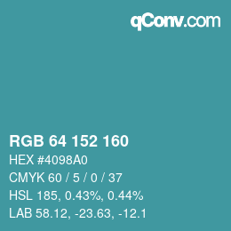 Color code: RGB 64 152 160 | qconv.com