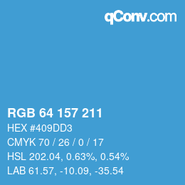 カラーコード: RGB 64 157 211 | qconv.com