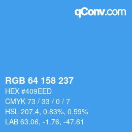 カラーコード: RGB 64 158 237 | qconv.com