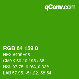 カラーコード: RGB 64 159 8 | qconv.com