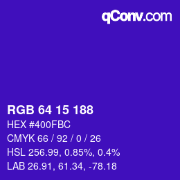 Color code: RGB 64 15 188 | qconv.com